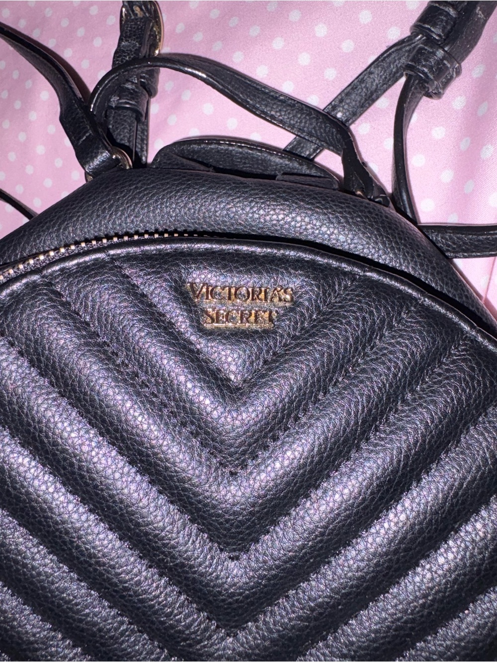 Victoria's Secret Black Quilted Mini Backpack - Picture 2 of 3